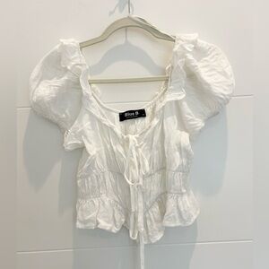 Blue B Collection Smocked Peasant Top White Size Small